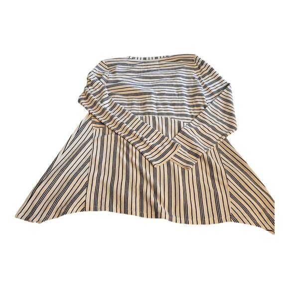 Anthropologie Maeve Shirt Womens XL White Striped Babydoll Waffle Knit - Picture 2 of 3